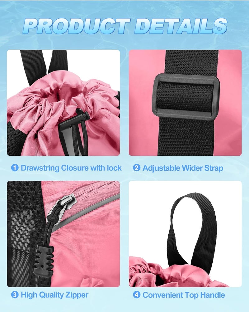 Hoedia Mesh Swim Bag Drawstring Backpack Beach Backpack for Swimming, Pool, Gym, and Workout Gear - Image 3